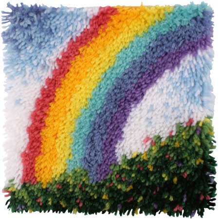 Plush Yarn Justforjoyful Rainbow Latch Hook Pillow Kit - DIY Craft Kit For Kids With Yarn & Hook (14.5\"x10\") Latch Hook Rug
